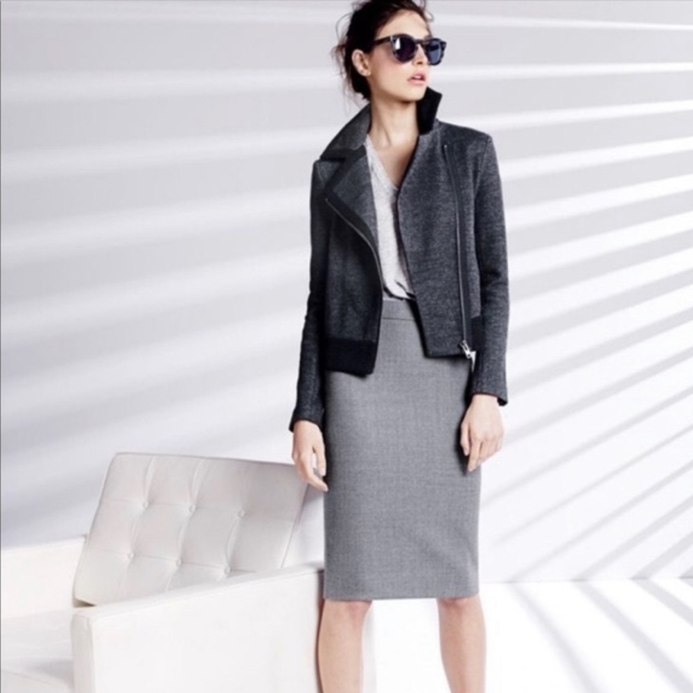 J. Crew Black and Grey Wool Moto Jacket